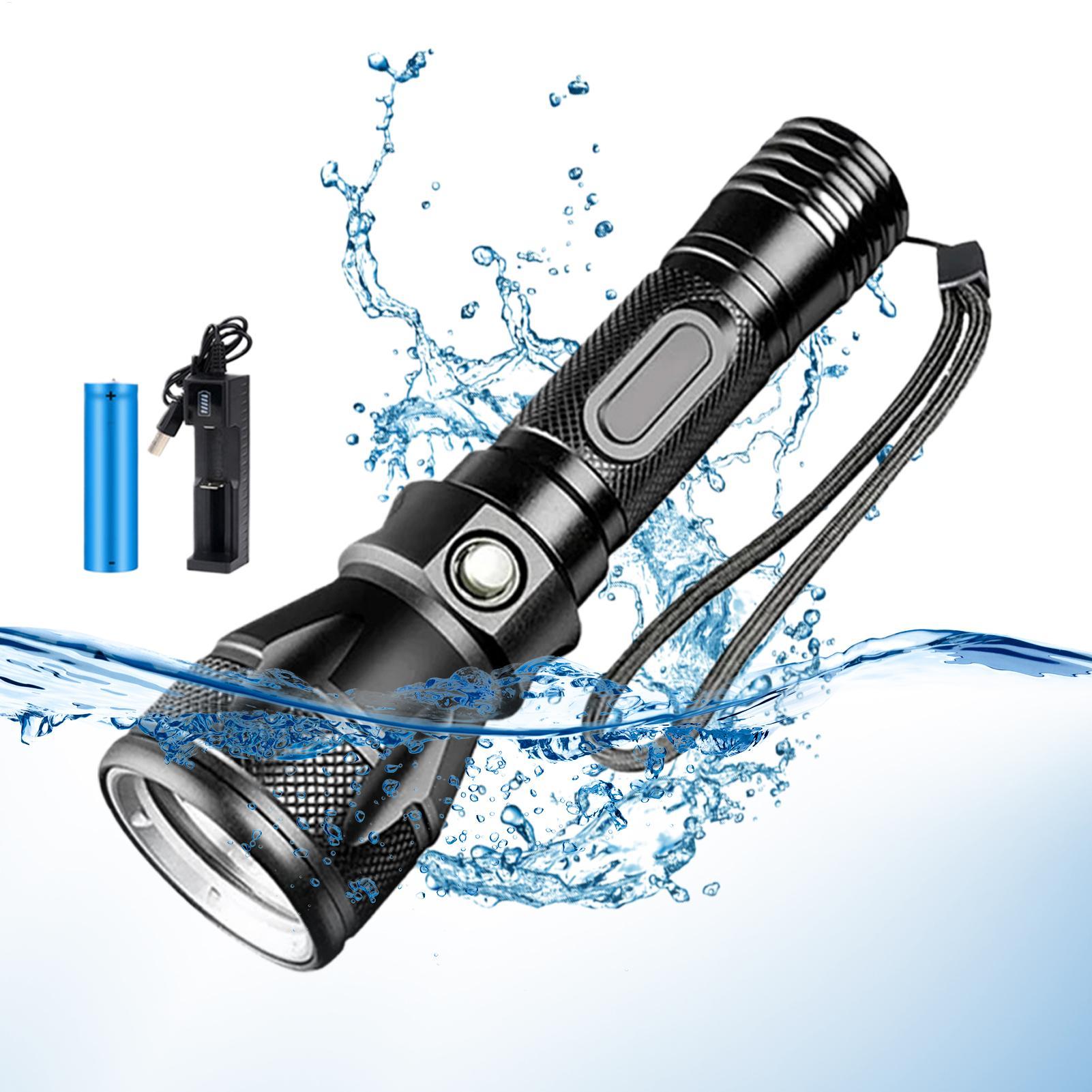 Underwater Flashlight - Мощный перезаряжаемый водонепроницаемый светодиодный фонарь для